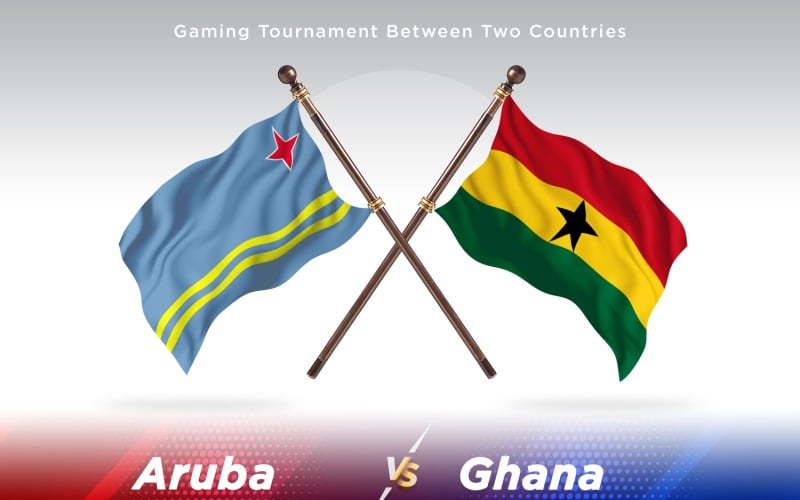 Aruba versus Ghana Two Flags Illustration