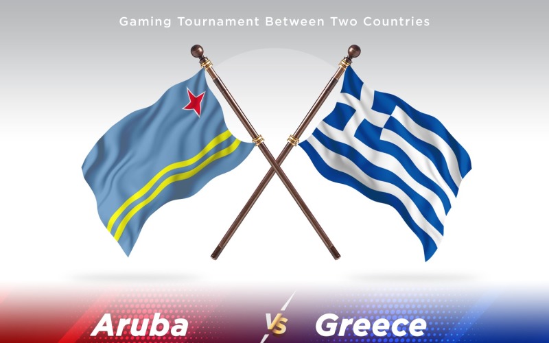 Aruba versus Greece Two Flags Illustration