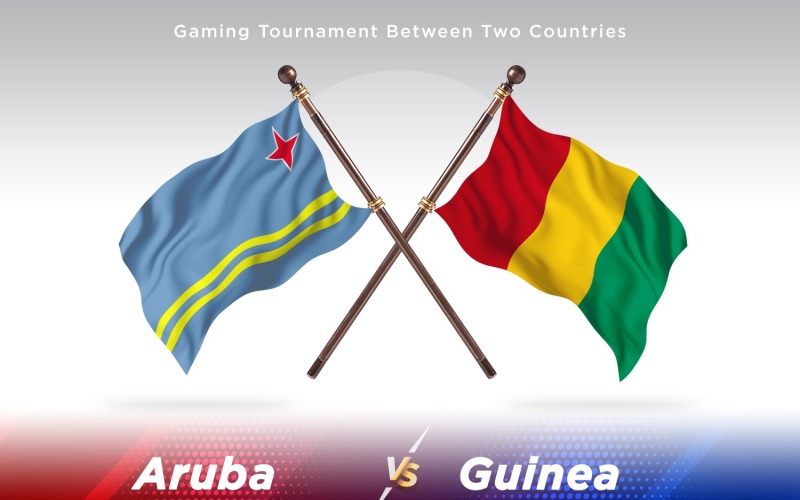 Aruba versus Guinea Two Flags Illustration