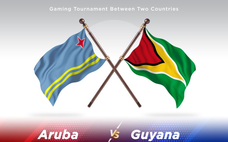 Aruba versus Guyana Two Flags Illustration