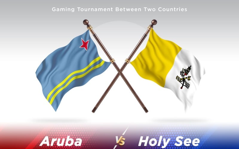 Aruba versus Holy See Two Flags Illustration