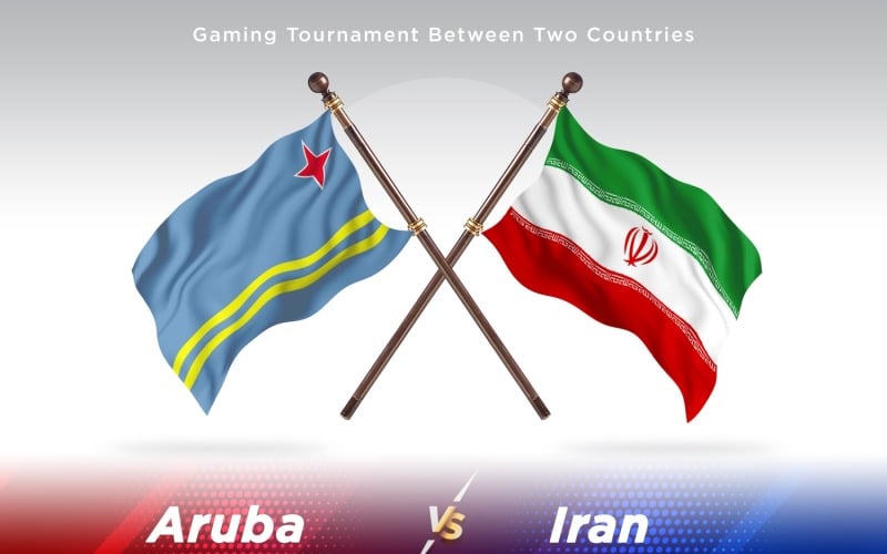 Aruba versus Iran Two Flags Illustration