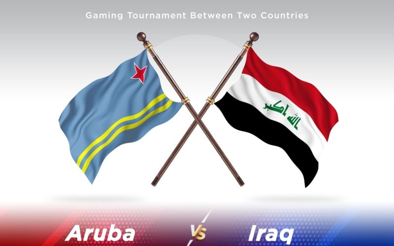 Aruba versus Iraq Two Flags Illustration