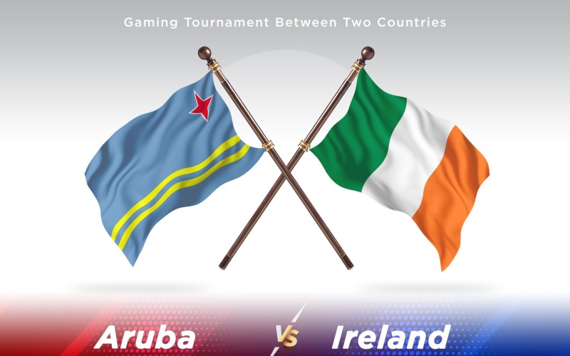 Aruba versus Ireland Two Flags Illustration