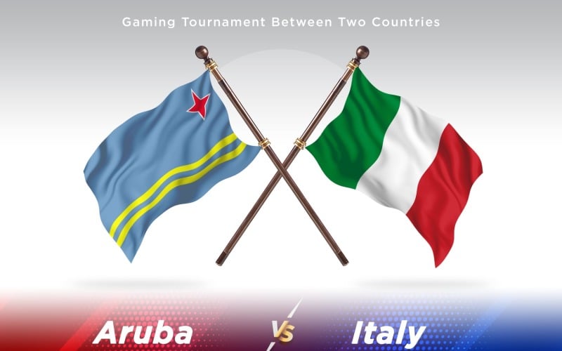 Aruba versus Italy Two Flags Illustration