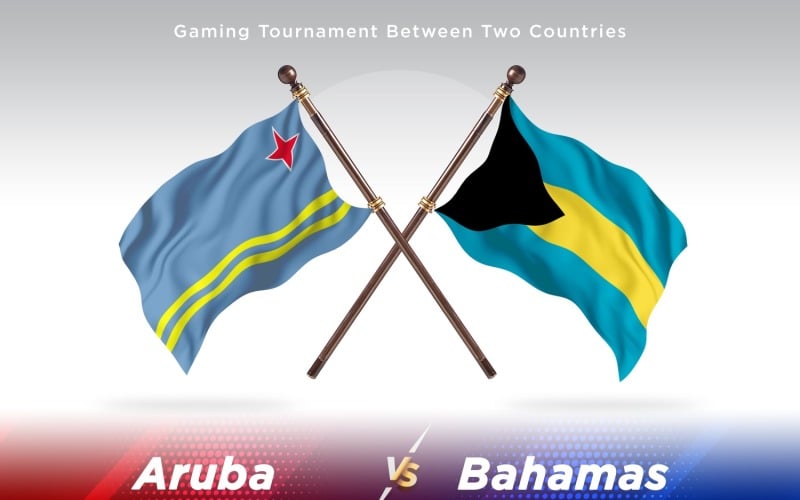 Aruba versus The Bahamas Two Flags Illustration