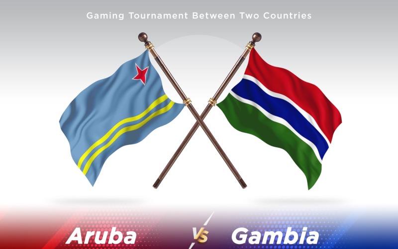 Aruba versus The Gambia Two Flags Illustration