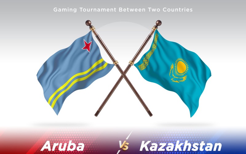 Aruba versus Kazakhstan Two Flags Illustration