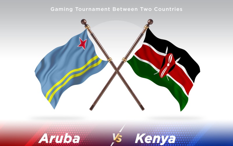 Aruba versus Kenya Two Flags Illustration