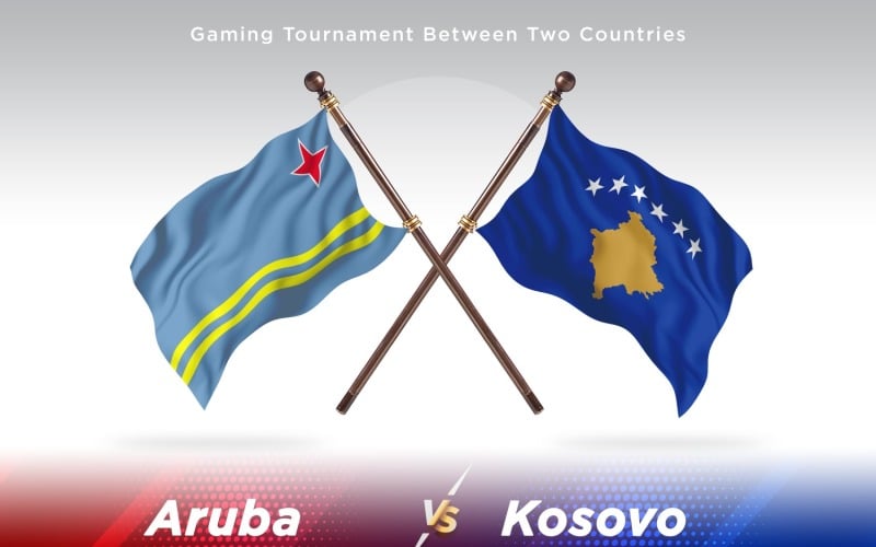 Aruba versus Kosovo Two Flags Illustration