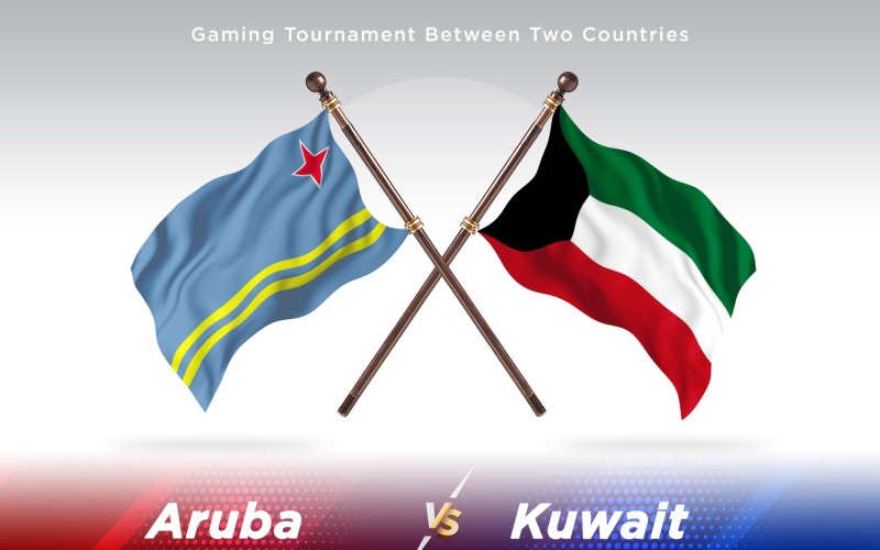 Aruba versus Kuwait Two Flags Illustration