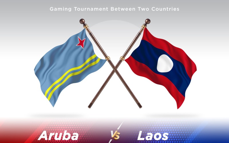 Aruba versus Laos Two Flags Illustration