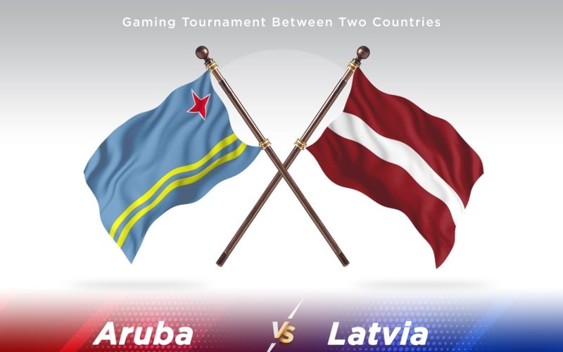 Aruba versus Latvia Two Flags Illustration