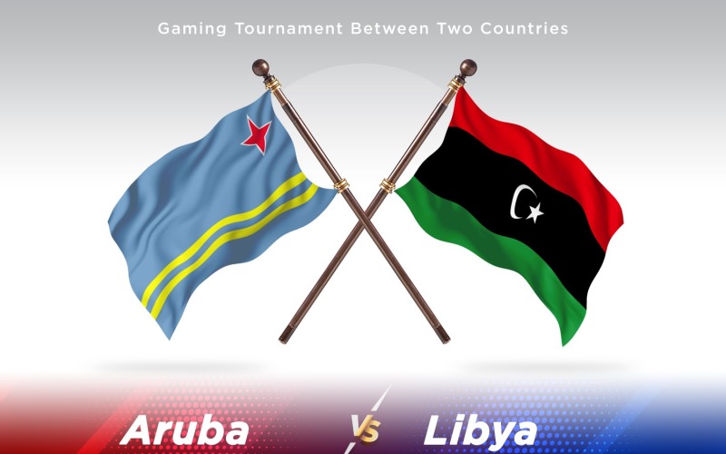 Aruba versus Libya Two Flags. Illustration