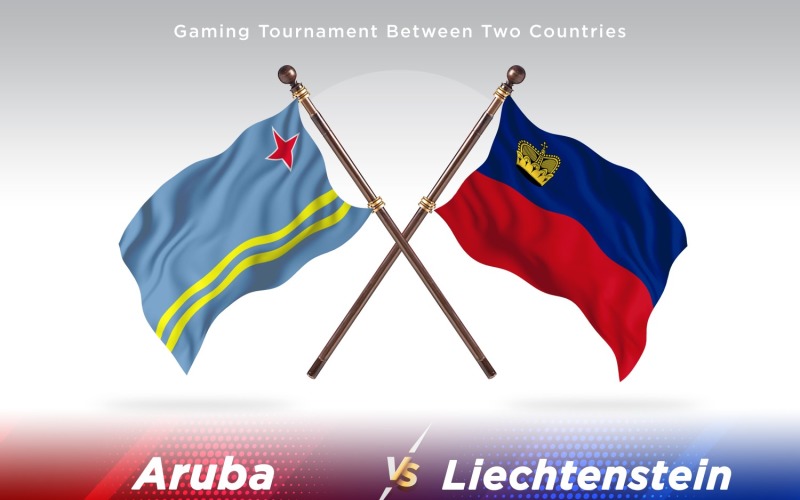 Aruba versus Liechtenstein Two Flags Illustration
