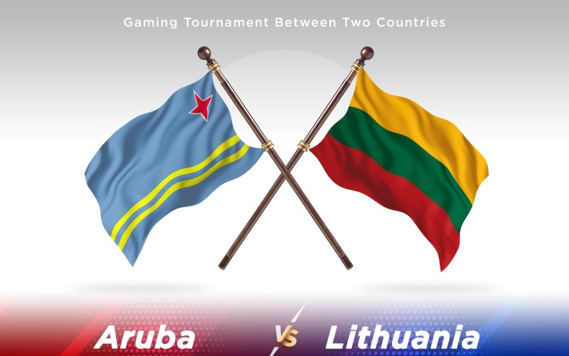 Aruba versus Lithuania Two Flags Illustration