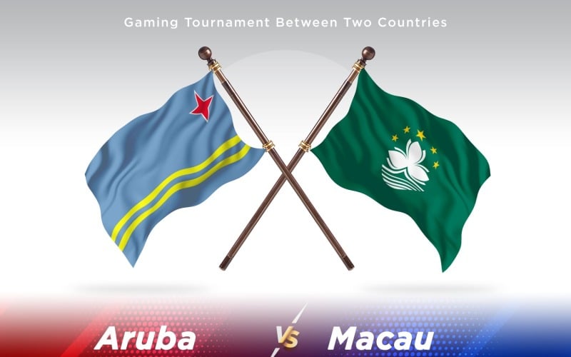 Aruba versus Macau Two Flags Illustration