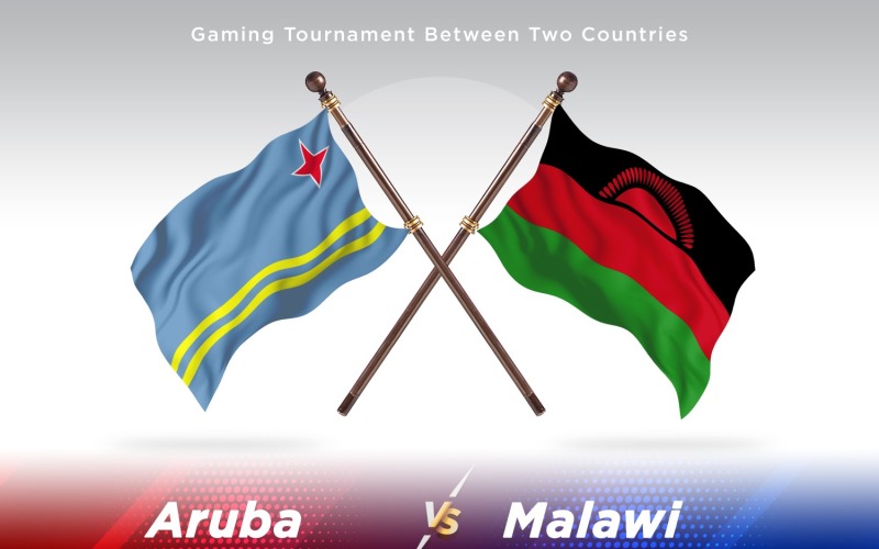 Aruba versus Malawi Two Flags Illustration