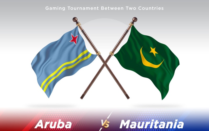 Aruba versus Mauritania Two Flags Illustration