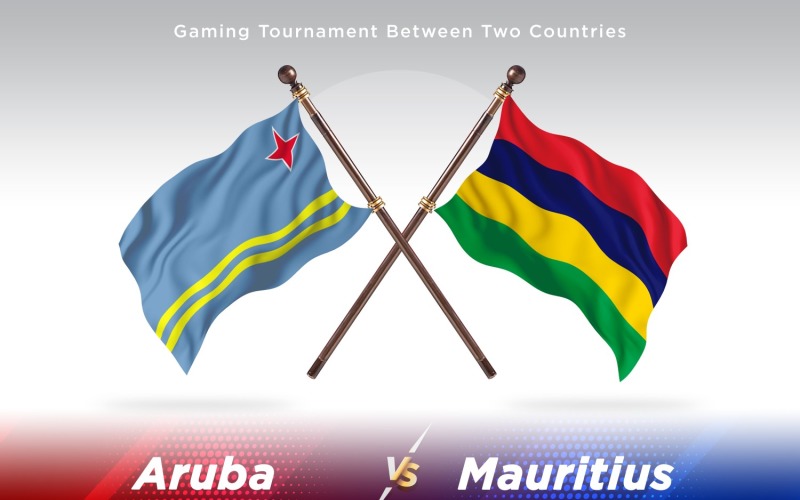 Aruba versus Mauritius Two Flags Illustration