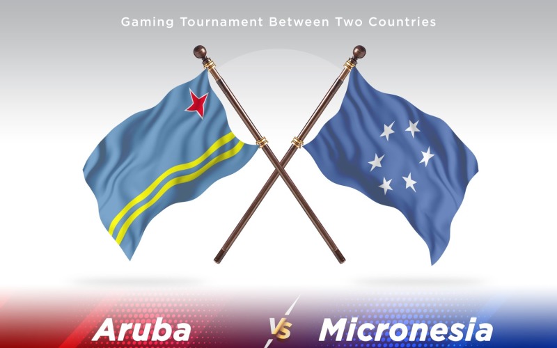 Aruba versus Micronesia Two Flags Illustration