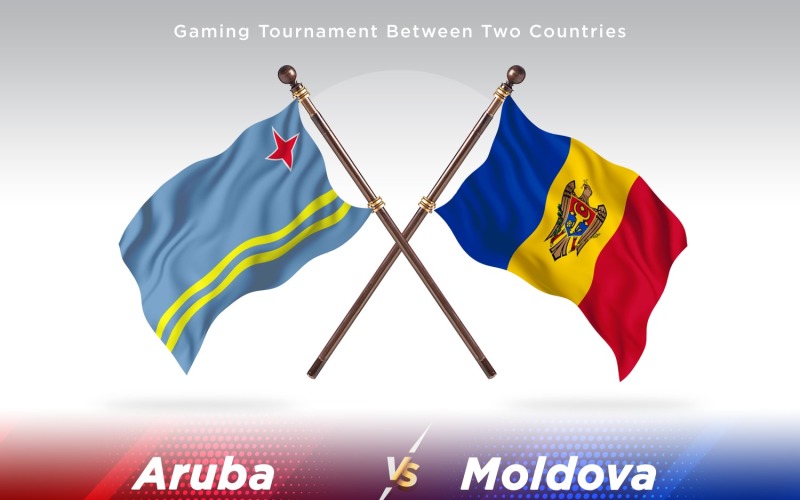Aruba versus Monaco Two Flags Illustration