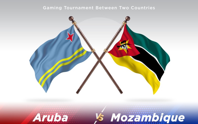 Aruba versus Mozambique Two Flags Illustration
