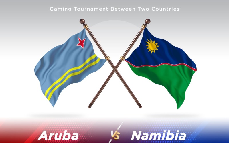 Aruba versus Namibia Two Flags Illustration