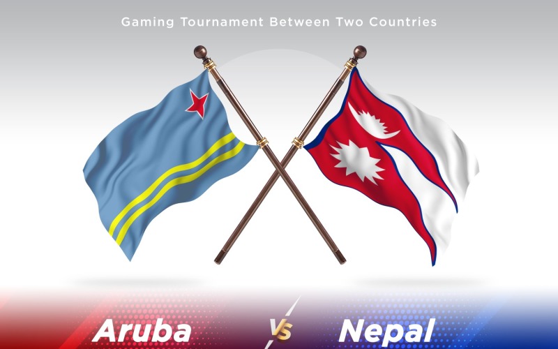Aruba versus Nepal Two Flags Illustration
