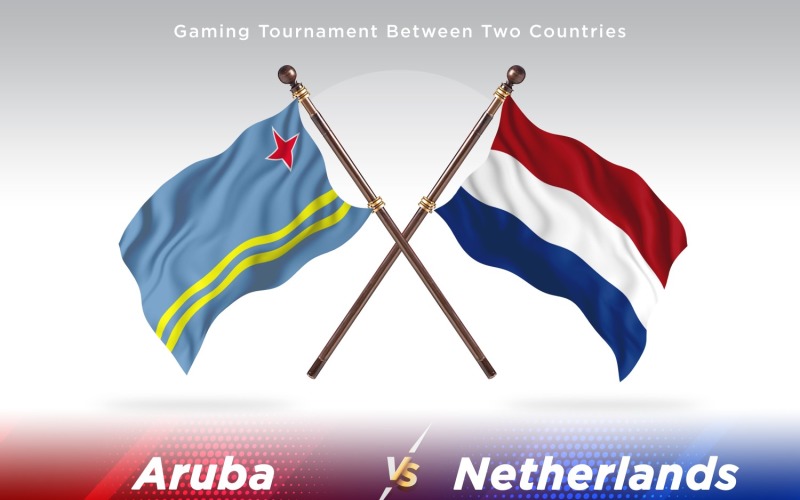 Aruba versus Netherlands Two Flags Illustration