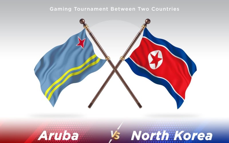 Aruba versus North Korea Two Flags Illustration