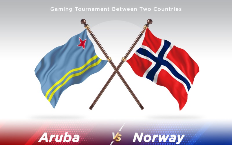 Aruba versus Norway Two Flags Illustration