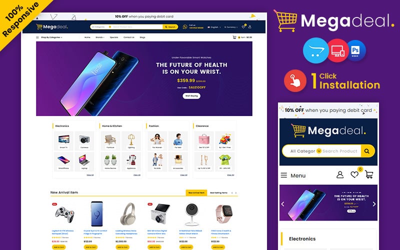 Megadeal – Electronic Marketplace OpenCart Store OpenCart Template
