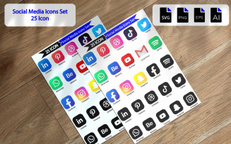 25 Premium Social Media Icons Set