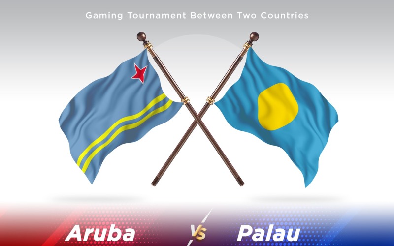 Aruba versus Palau Two Flags Illustration