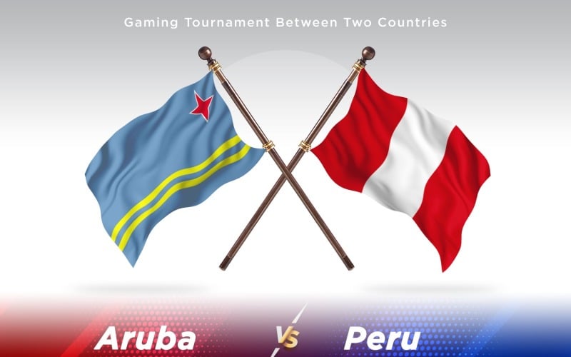 Aruba versus Peru Two Flags Illustration