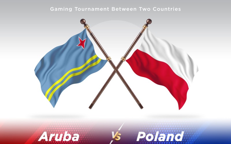 Aruba versus Poland Two Flags Illustration