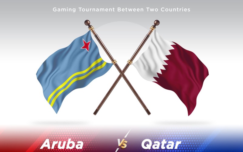 Aruba versus Qatar Two Flags Illustration