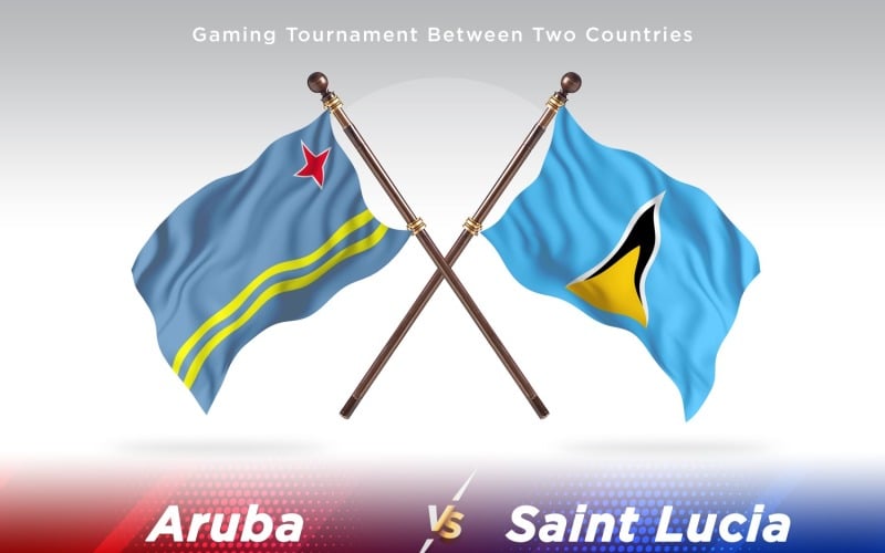 Aruba versus Saint Lucia Two Flags Illustration