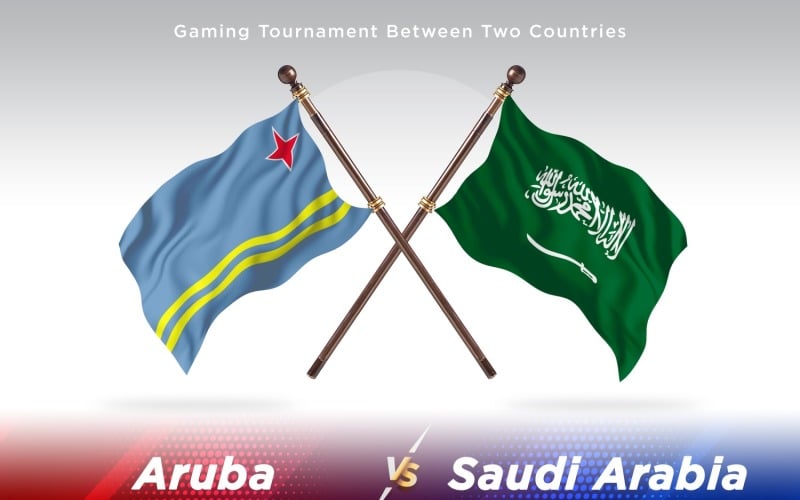 Aruba versus Saudi Arabia Two Flags Illustration