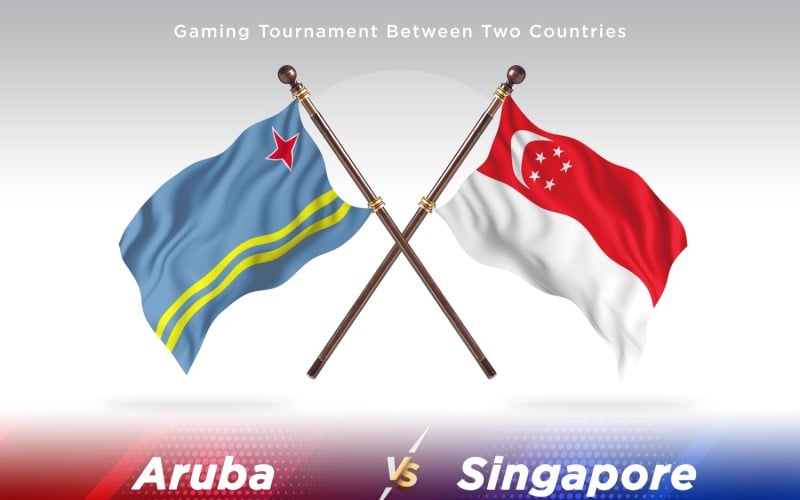 Aruba versus Singapore Two Flags Illustration
