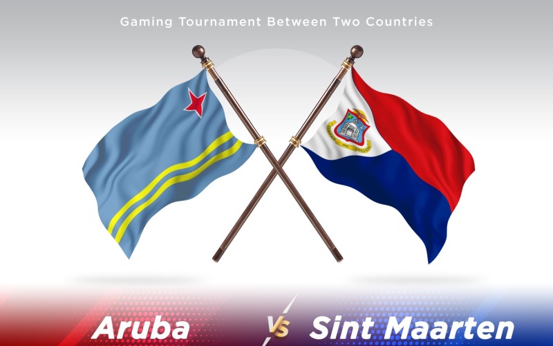 Aruba versus Sint Maarten Two Flags Illustration