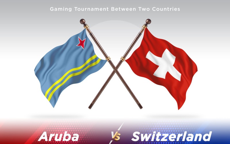 Aruba versus Switzerland Two Flags Illustration