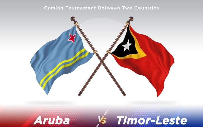 Aruba versus Timor-Leste Two Flags Illustration