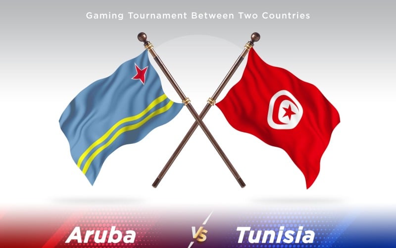 Aruba versus Tunisia Two Flags Illustration