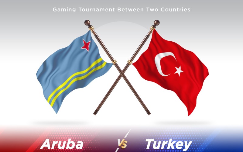 Aruba versus Turkey Two Flags Illustration