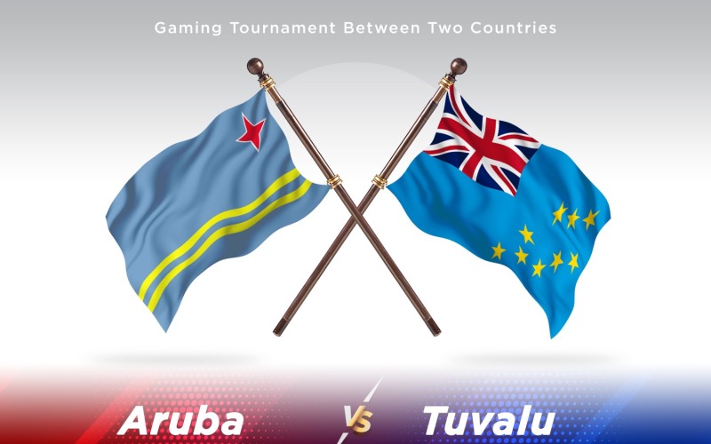 Aruba versus Tuvalu Two Flags Illustration