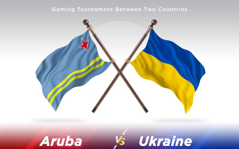 Aruba versus Ukraine Two Flags Illustration