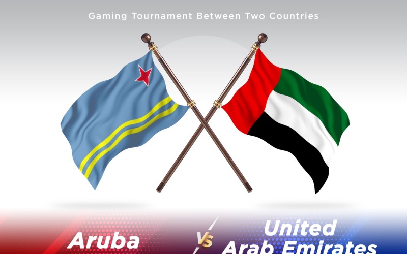 Aruba versus United Arab Emirates Two Flags Illustration