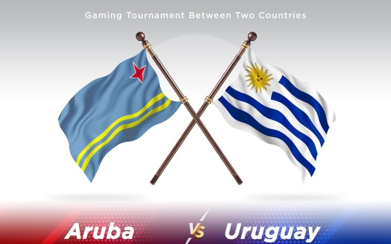 Aruba versus Uruguay Two Flags Illustration